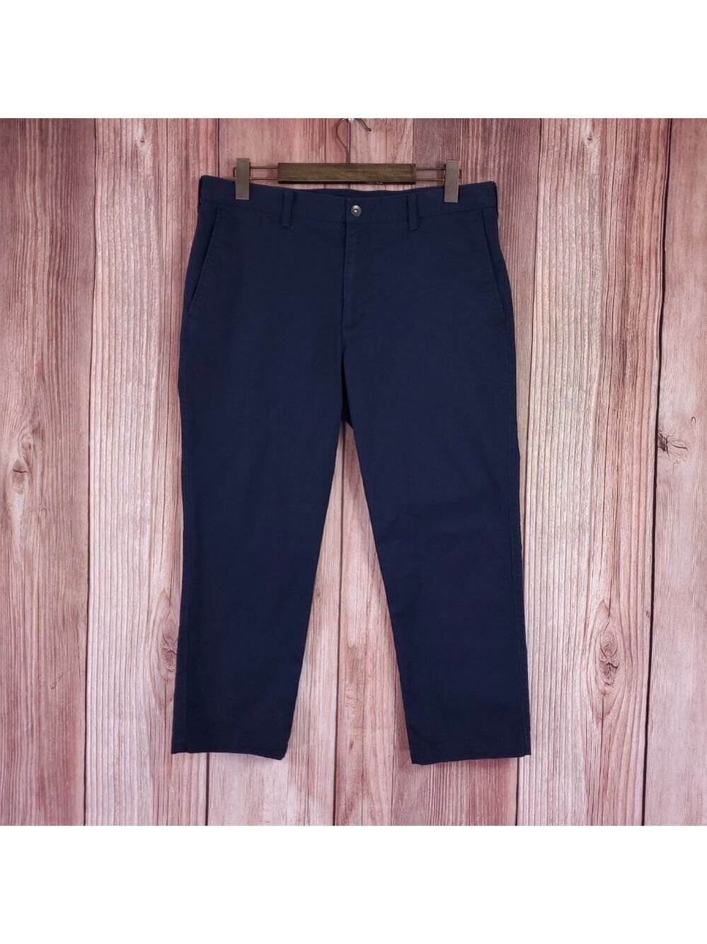 Uniqlo Mens Size 35X24.25 Slim Fit Cropped Ankle Chino Pants Navy Blue